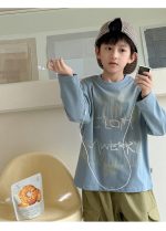 【100-160】長袖Tシャツ 男の子 ダメージ加工 英字プリント ゆったり - 画像 (9)