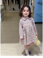 【80-140】長袖ワンピース カーディガン 女の子 ガーリー チェック柄 - 画像 (8)
