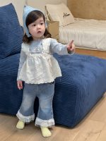 【73-110】二点セット ズボン トップス+サロペット ドット柄 デニム 女の子 - 画像 (5)