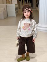【80-140】トレーナーor8分丈パンツ 女の子 コーデュロイ 花柄 くまモチーフ - 画像 (4)