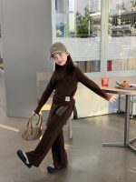 【100-170】トップスorパンツ 女の子 無地 ベルボトム ハーフジッパー - 画像 (6)