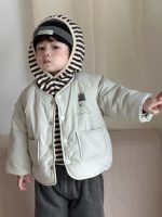 【73-110】アウター パーカー フード付き ストライブ 厚手 秋冬 男の子
