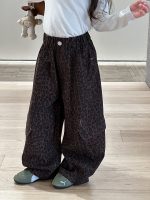 【100-170】パンツ 女の子 レオパード レトロ カジュアル - 画像 (5)