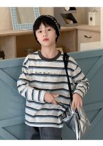 【100-160】長袖Tシャツ 男の子 カジュアル ボーダー柄 ゆったり - 画像 (7)