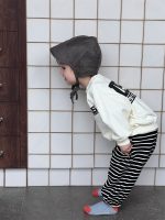 【73-110】パーカー ズボン ラウンドネック 長袖 プリント ストライブ 男の子 - 画像 (2)