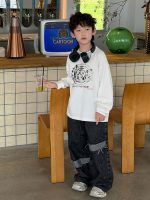 【90-160】パーカー ラウンドネック 長袖 プリント カジュアル 男の子 - 画像 (5)