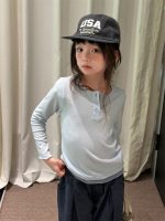 【100-160】長袖Tシャツ 女の子 チュール 切り替え 無地 - 画像 (3)