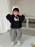 【73-110】パーカー ズボン フード付き 配色 長袖 ストライブ 男の子 - 画像 (2)