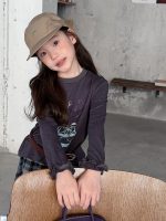 【100-170】長袖Tシャツorスカート 女の子 チェック柄 レトロ - 画像 (4)
