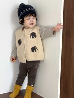 【73-110】ベスト Tシャツ ニット ゾウ柄 ストライブ 合わせやすい  男の子 - 画像 (2)
