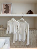 【100-160】長袖Tシャツ 女の子 チュール 切り替え 無地 - 画像 (8)