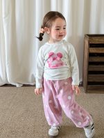 【73-120】長袖Tシャツorパンツ 女の子 カートゥーン キュート - 画像 (3)