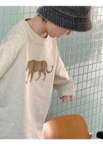 【100-160】長袖Tシャツ 男の子 ヒョウプリント ベーシック - 画像 (10)