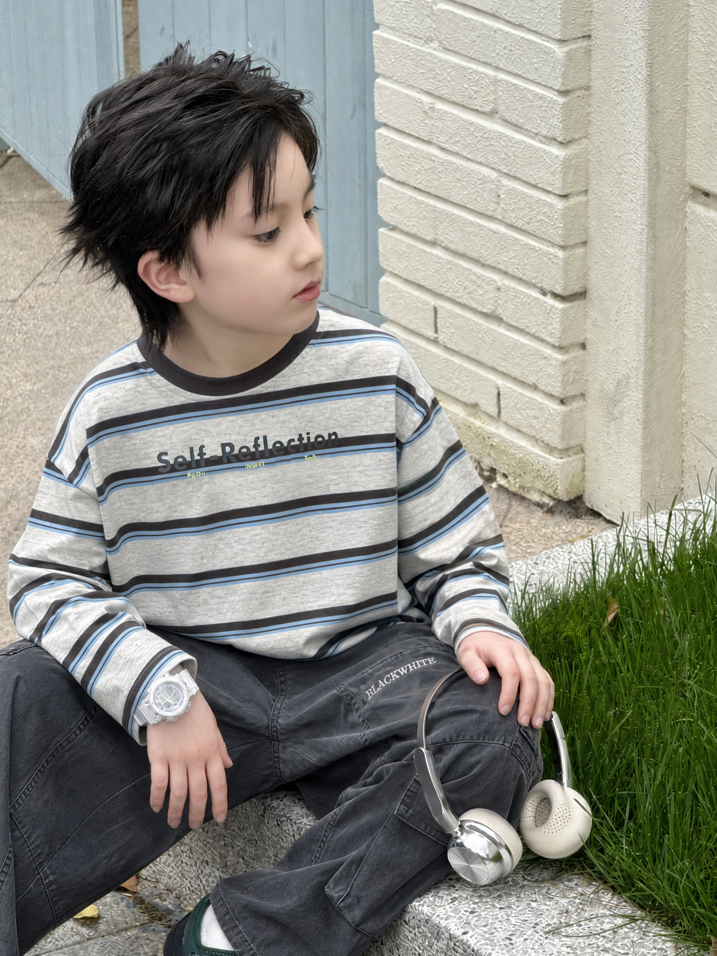 O1CN01PjKJMs2GTqTsq2QMO_2201251829017-0-cib.jpg 【100-160】長袖Tシャツ 男の子 カジュアル ボーダー柄 ゆったり - 画像 (1)