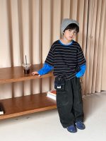 【90-170】長袖Tシャツ 男の子 ボーダー 切り替え コットン 韓国風 ストリート - 画像 (6)