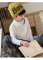 【100-160】長袖トップス 男の子 英字刺繍 モックネック 着回しやすい - 画像 (5)