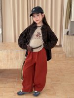 【100-170】パンツ 女の子 切り替え 快適 カジュアル - 画像 (4)