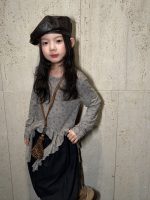 【100-160】長袖Tシャツ 女の子 おしゃれ 花柄 フリンジデザイン - 画像 (13)