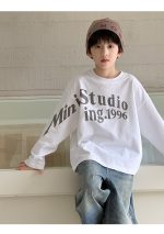 【100-160】長袖Tシャツ 男の子 英字プリント アメカジ ゆったり - 画像 (7)