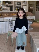 【80-120】長袖トップス 女の子 おしゃれ 切り替え フリルデザイン - 画像 (6)