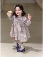 【80-140】長袖ワンピース カーディガン 女の子 ガーリー チェック柄 - 画像 (13)