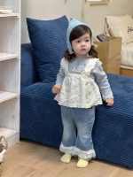 【73-110】二点セット ズボン トップス+サロペット ドット柄 デニム 女の子 - 画像 (3)