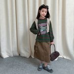【100-170】長袖Tシャツ 女の子 ボーダー柄 グラフィティ ゆったり - 画像 (6)