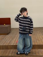 【90-160】セーター ラウンドネック 長袖 ストライブ 配色 男の子 - 画像 (3)