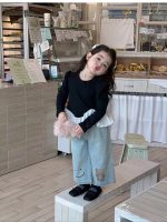 【80-120】長袖トップス 女の子 おしゃれ 切り替え フリルデザイン - 画像 (3)