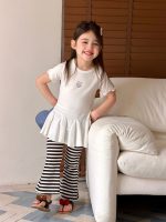 【90-150】フレアパンツ 女の子 九分丈 トレンド すっきり 動きやすい - 画像 (6)