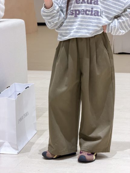 【100-170】パンツ 女の子 無地 ワイドパンツ トレンド