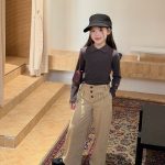 【100-170】トップス 女の子 折り襟 ストレッチ シンプル - 画像 (8)