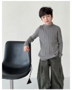 【90-160】ニットトップス 男の子 リブ編み 韓国風 あったか インナー - 画像 (13)