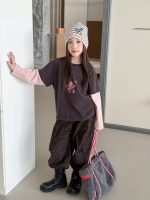 【100-170】長袖Tシャツ 女の子 レイヤード プリント トレンド - 画像 (3)