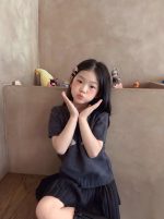 【90-150】ニットトップスorスカート 女の子 菱形柄 アームカバー 韓国風 プレッピー - 画像 (4)