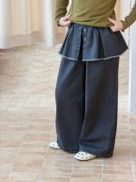 【100-170】パンツ 女の子 レイヤード 無地 おしゃれ - 画像 (2)