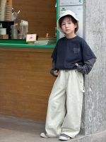【100-170】長袖Tシャツ 男の子 ボーダー袖 レイヤード風 英字プリント - 画像 (5)