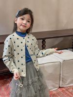 【100-170】セーター 女の子 ドット柄 ジャカード ボタン - 画像 (4)