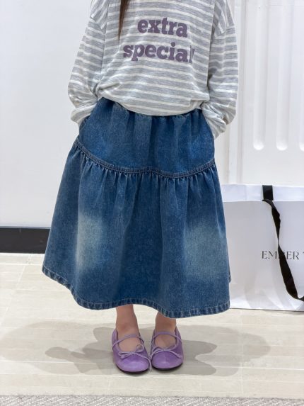 【100-170】スカート 女の子 デニム 切り替え グラデーション