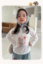【90-150】長袖Ｔシャツ 女の子 カートゥーン ドット柄 プリント - 画像 (7)
