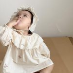 【73-110】トップス ブルマ ワンピース 刺繍 長袖 女の子 - 画像 (4)