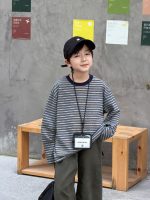 【100-170】長袖Tシャツ 男の子 ボーダー柄 配色 カジュアル 着回しやすい - 画像 (10)
