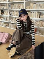 【100-170】トップス 女の子 フード付き ストレッチ ボーダー柄 - 画像 (3)