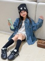 【100-170】アウター 女の子 デニム ウォッシュド レトロ - 画像 (4)