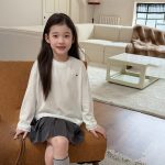 【100-170】長袖Tシャツorスカート女の子 レース 切り替え おしゃれ - 画像 (7)