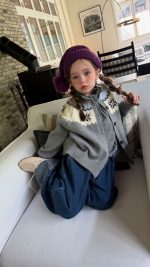 【100-160】ニットカーディガン 女の子 韓国風 ゆったり レトロ カジュアル - 画像 (11)