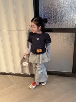 【90-140】トップスorスカート風パンツ 女の子 おしゃれ レイヤード風 - 画像 (2)