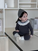 【73-100】トップス ズボン フリル 折り襟 韓国風 女の子 - 画像 (2)