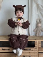 【73-110】ベスト 二点セット クマ柄 起毛素材 厚手 暖かい 男の子 - 画像 (3)