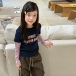 【100-170】長袖Tシャツ 女の子 切り替え 英字 トレンド - 画像 (7)